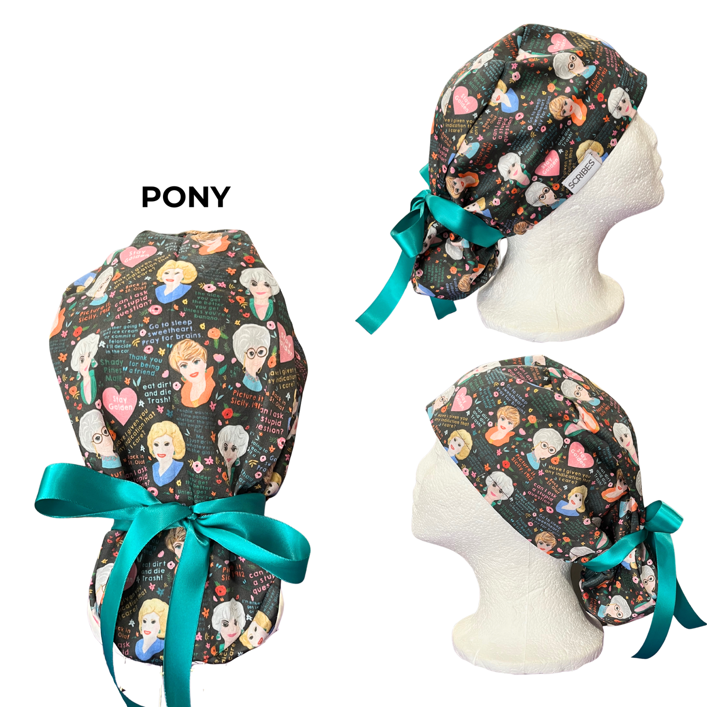 Charcoal Golden Girls Tv Show Surgical caps Pony Scrub Cap