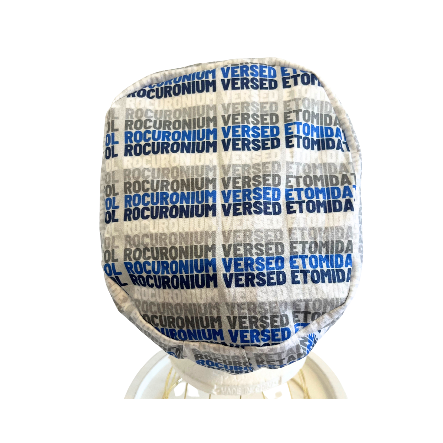 Blue/Gray Anesthesia Euro Love Style Scrub Cap