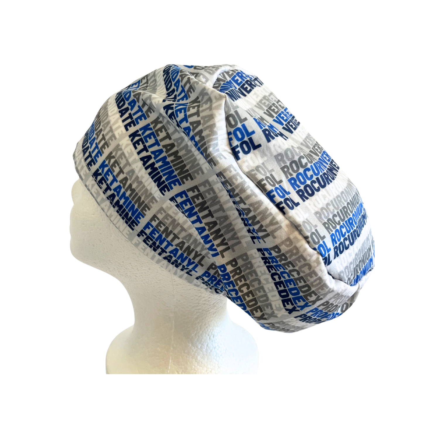 Blue/Gray Anesthesia Euro Love Style Scrub Cap