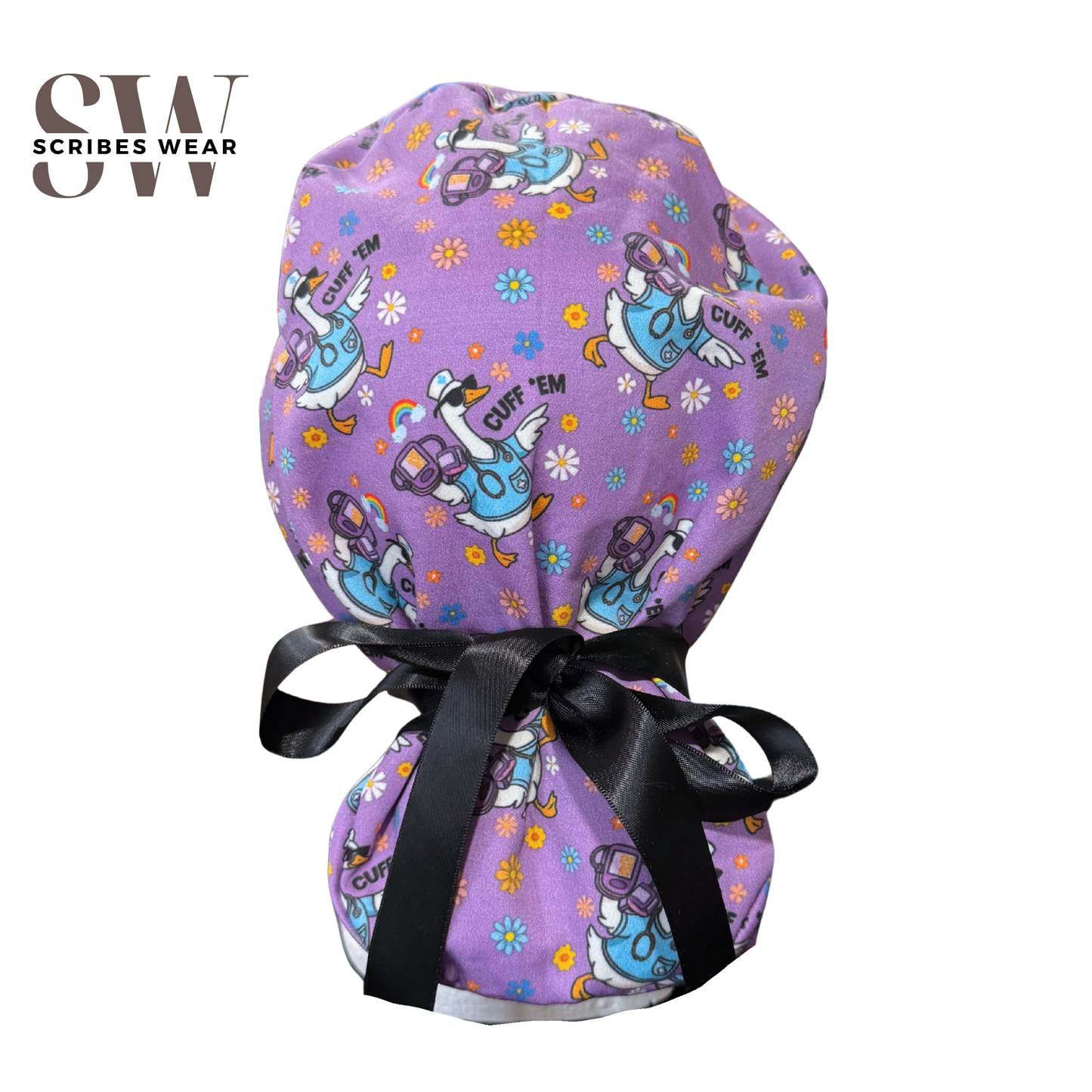 Cuff them blood pressure cuff scrub cap in Pony style
