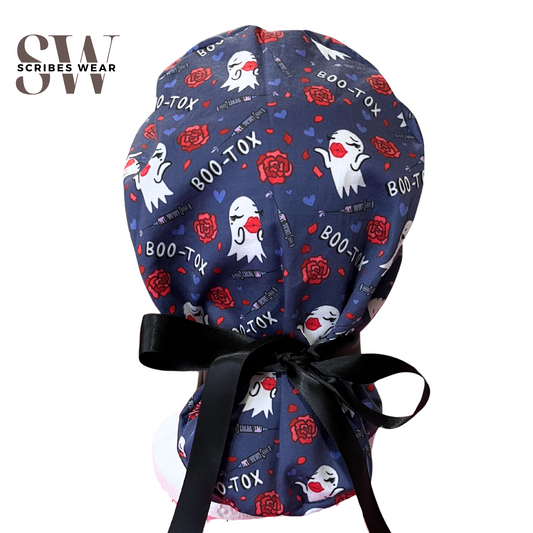 Boo-Tox Halloween, medical humor Pony Scrub cap Exclusive Print
