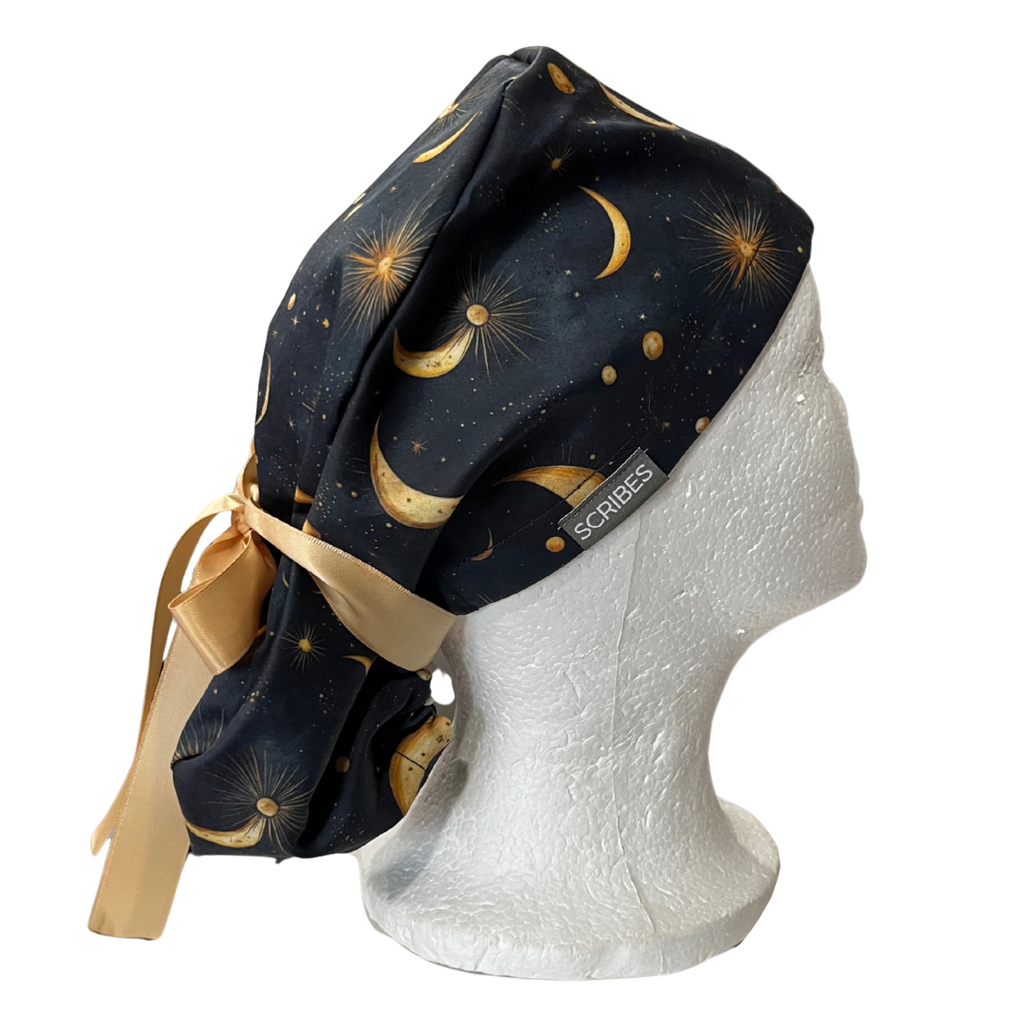 Pre-Order Celestial Moon Witch in Navy Witchcraft, Halloween Pony Scrub cap Exclusive Print