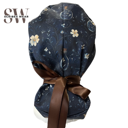Mystical Night in Navy Witchcraft, Halloween Pony Scrub cap Exclusive Print