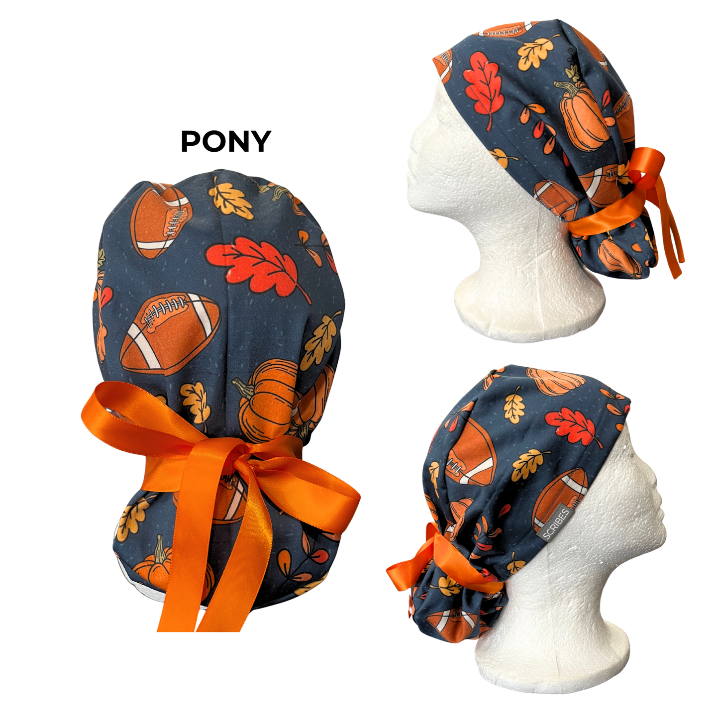 Fall Football Season in Pony Scrub cap