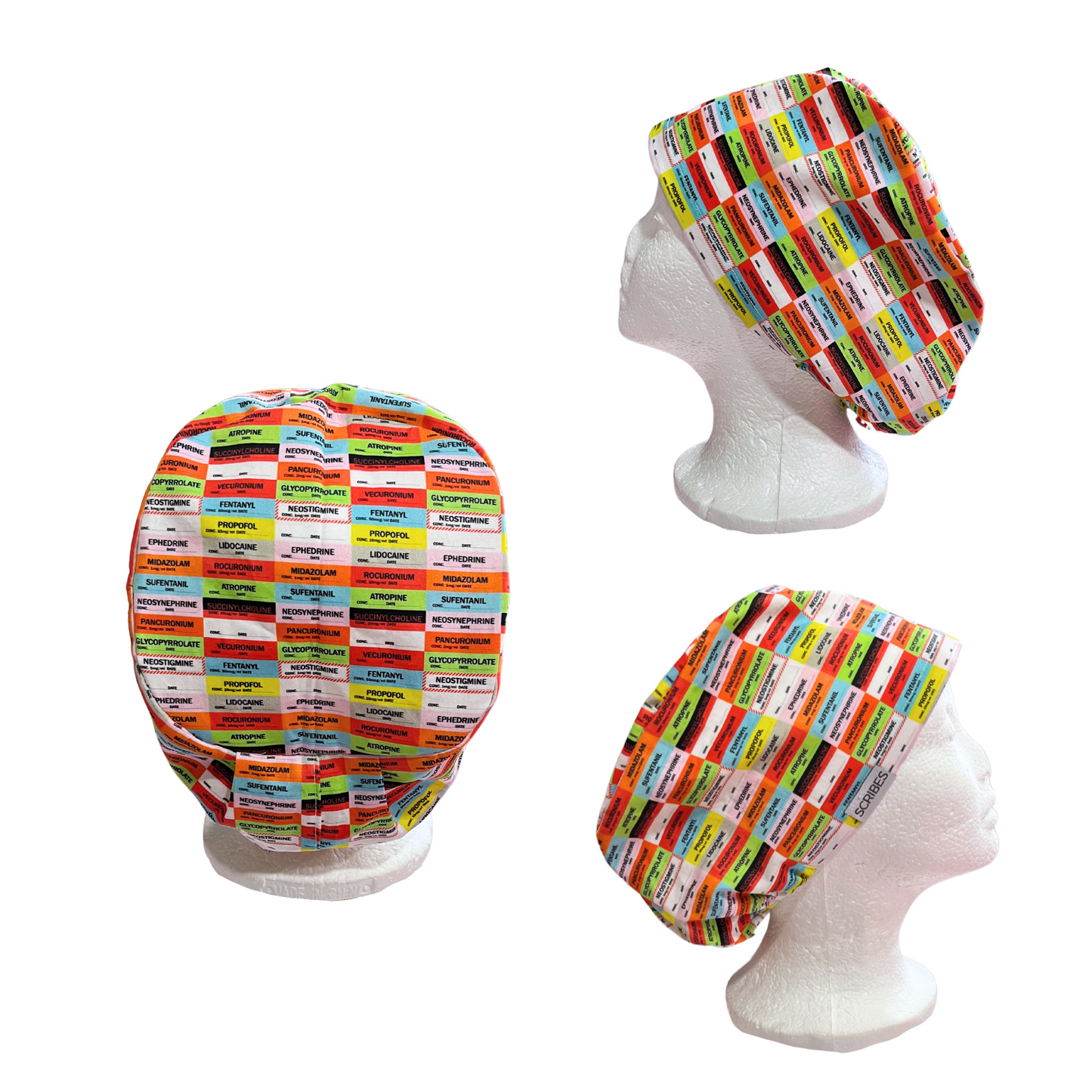 Anesthesia Meds in Euro Love Style Scrub cap