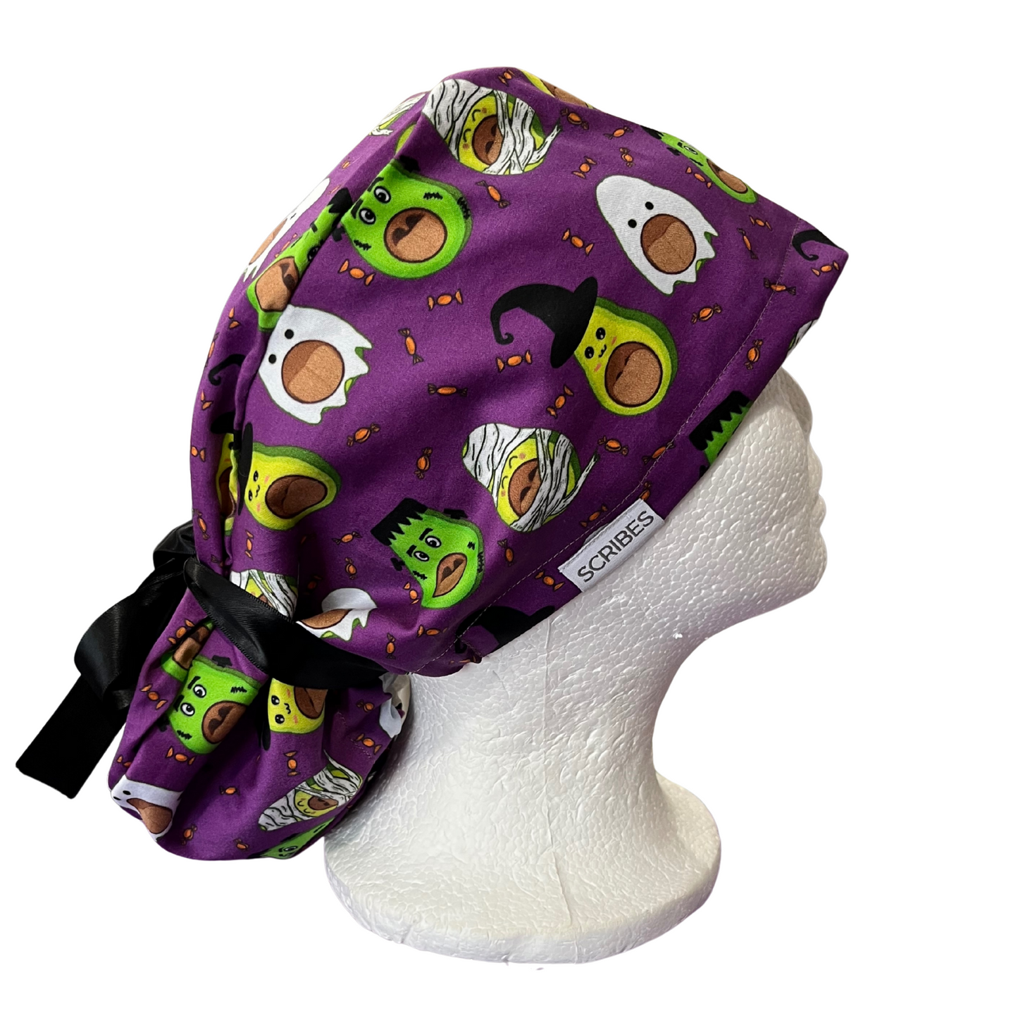 Avocado Mallampati Halloween Pony Scrub Cap