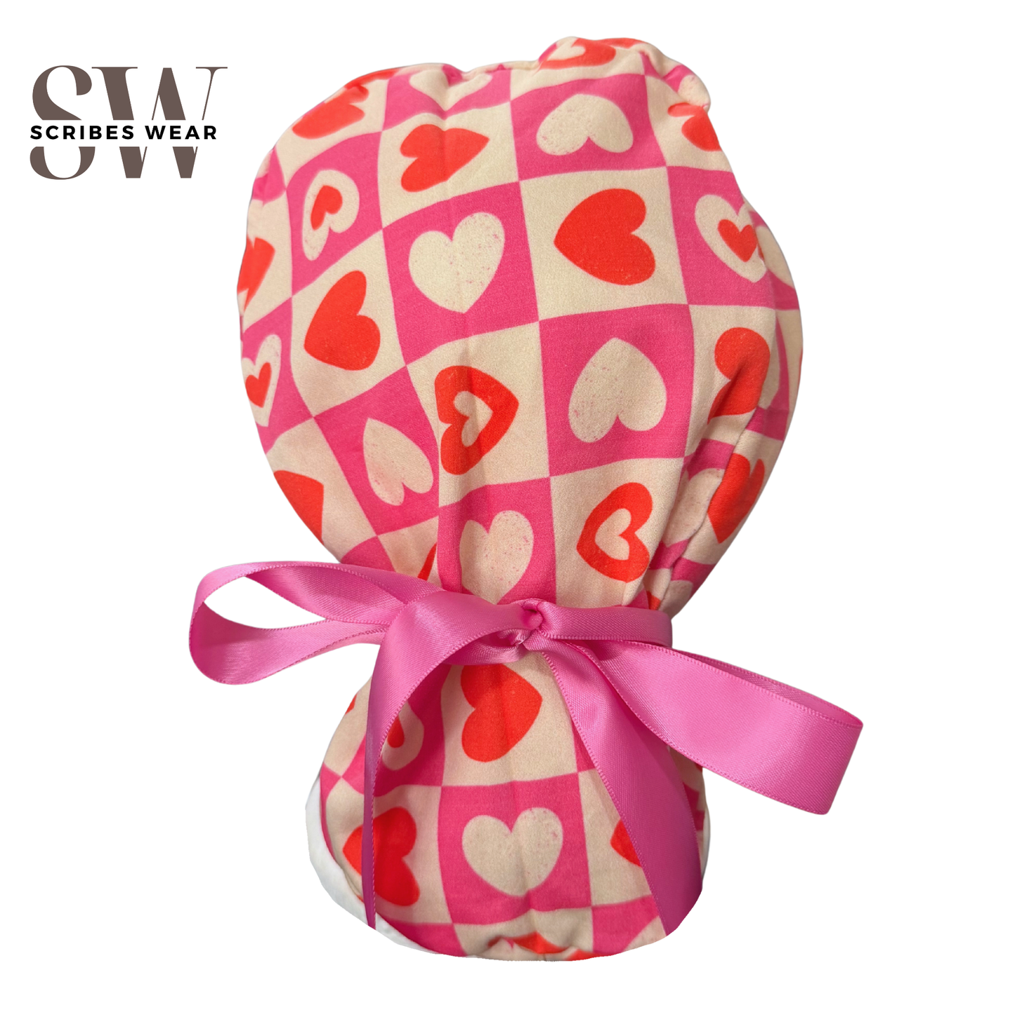 Hearts on Hearts Pony Style Scrub Cap