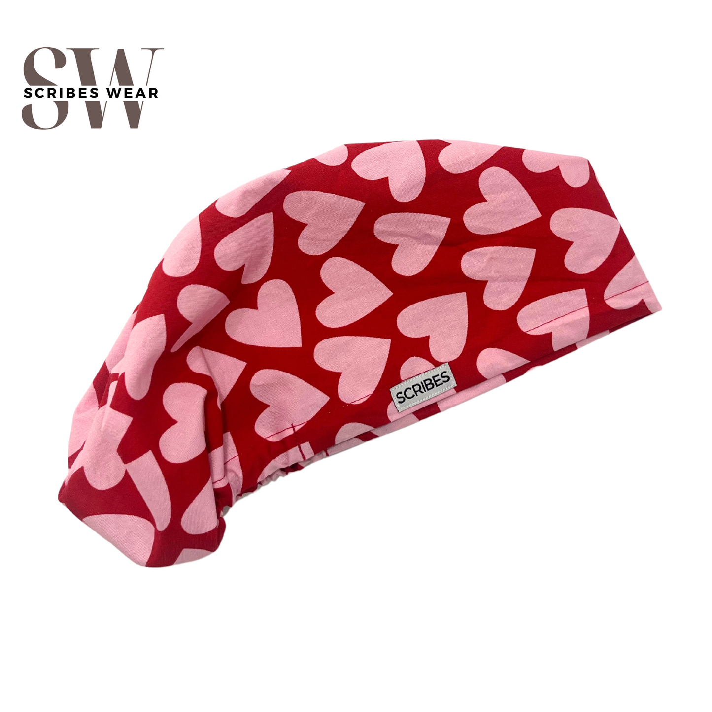 Pink Hearts Valentine Euro Love Style Scrub Cap