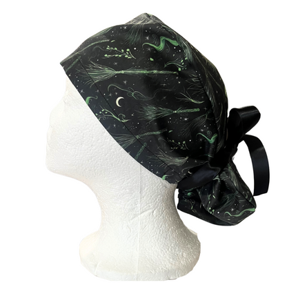 Emerald Brooms and  Witchcraft, Halloween Pony Scrub cap Exclusive Print