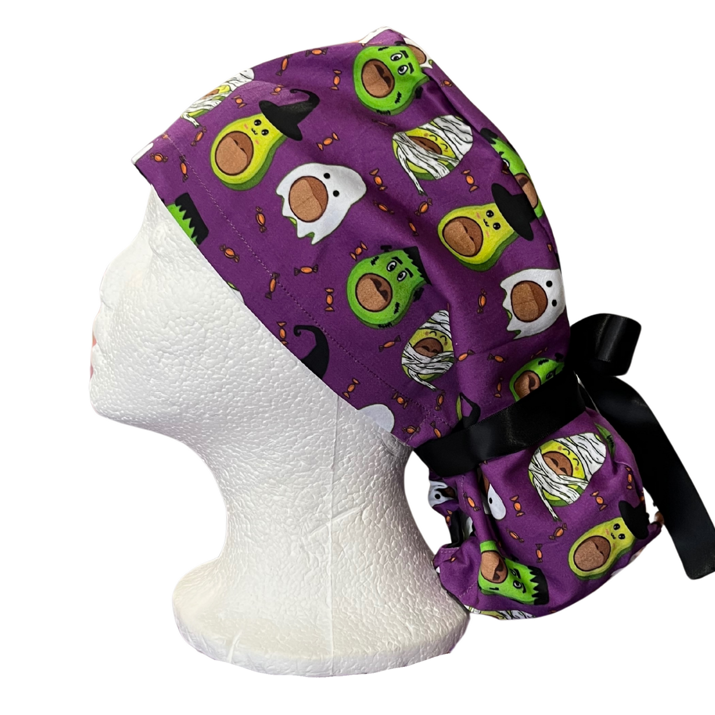 Avocado Mallampati Halloween Pony Scrub Cap