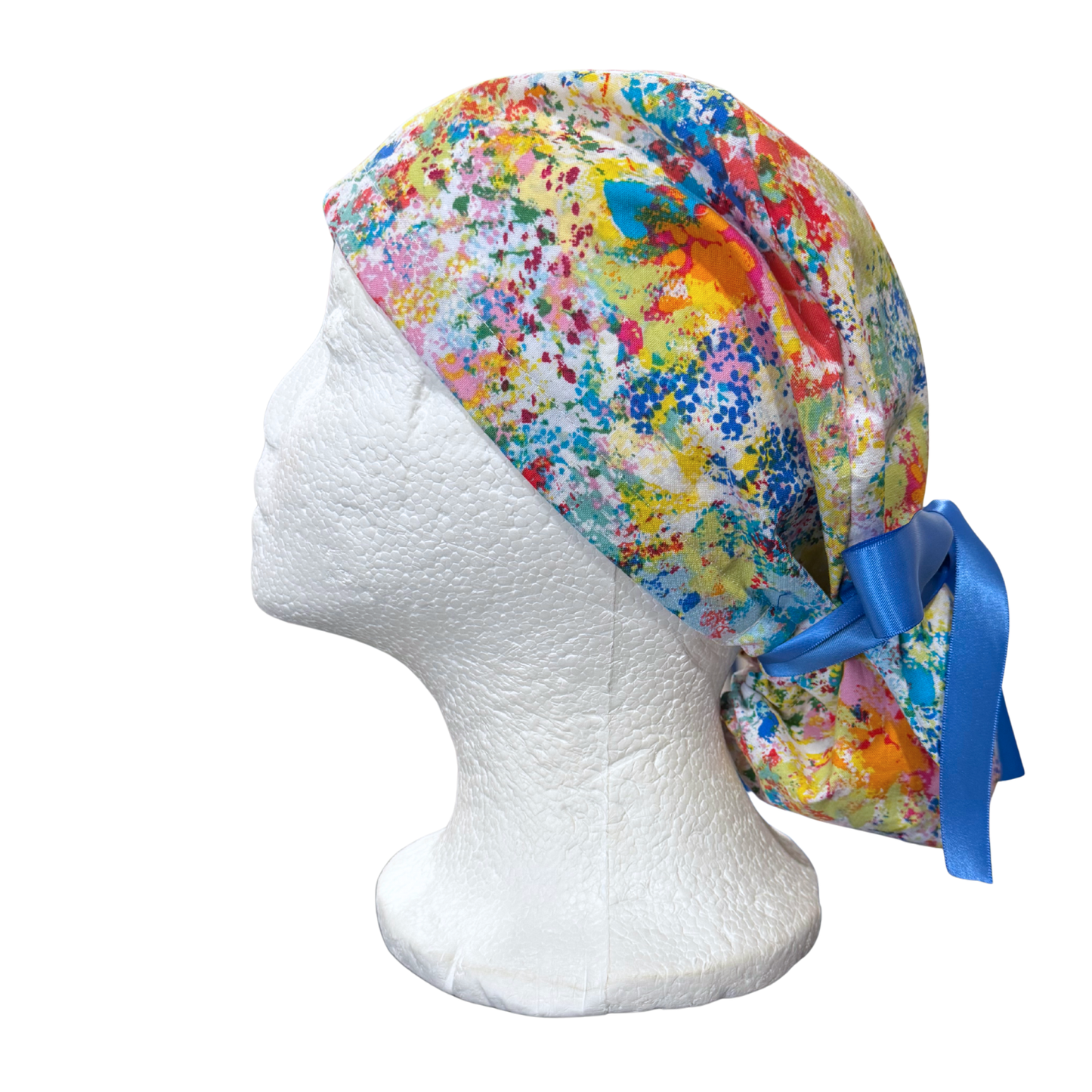 Water Color patches in Pony Style Scrub Cap