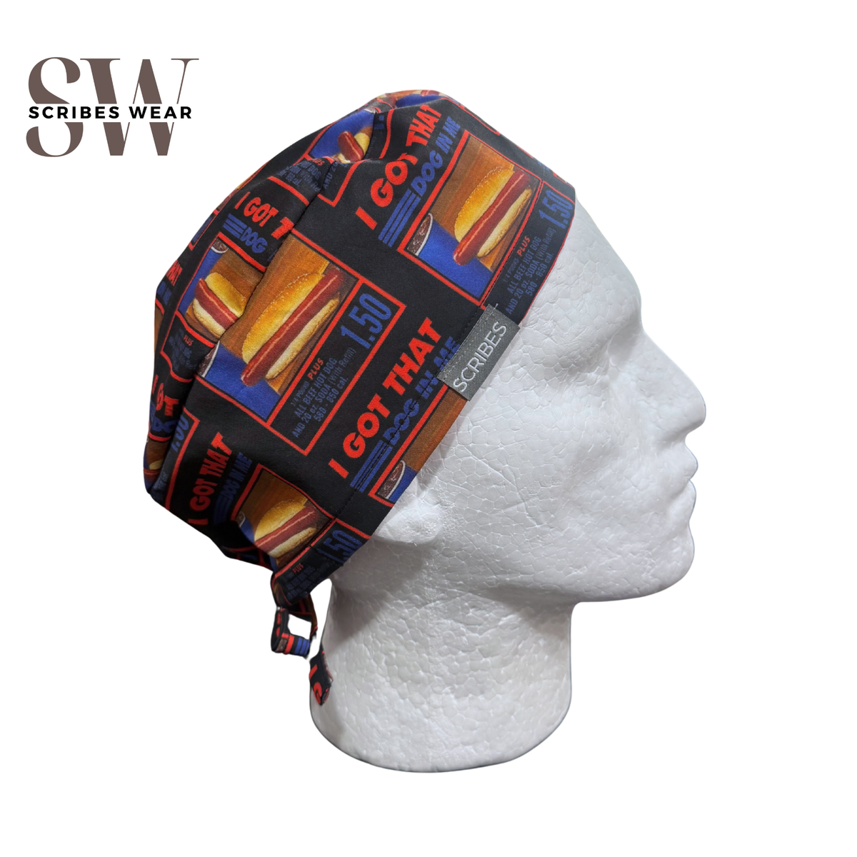 Black cap- I got the DOG in me in Skull cap scrub cap style