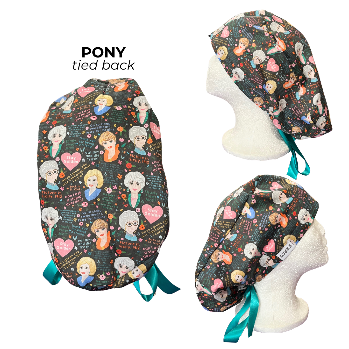 Charcoal Golden Girls Tv Show Surgical caps Pony Scrub Cap