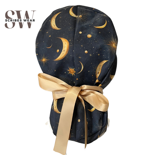 Pre-Order Celestial Moon Witch in Navy Witchcraft, Halloween Pony Scrub cap Exclusive Print