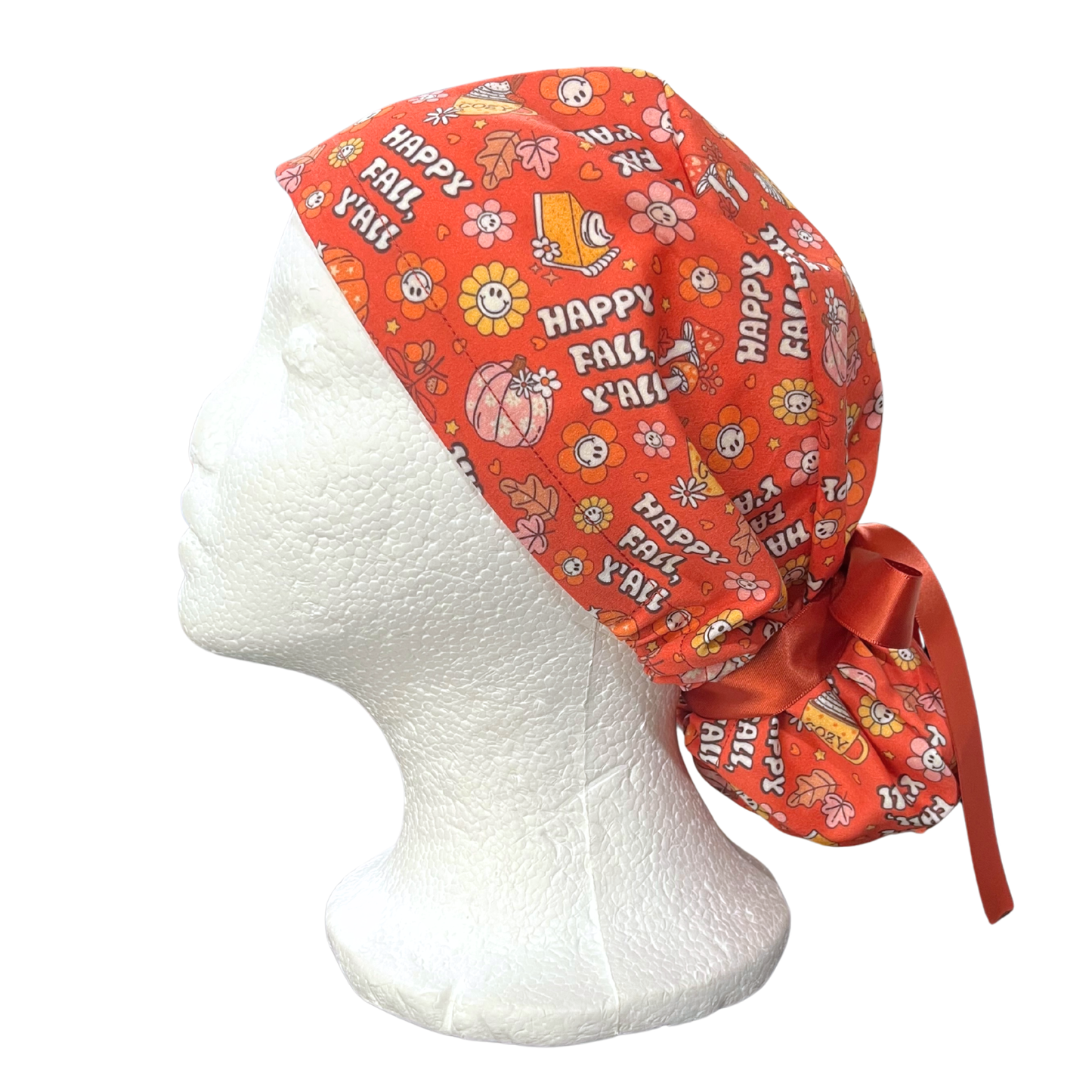 Happy Fall in Autumn Pony Scrub cap