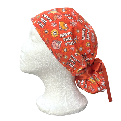 Happy Fall in Autumn Pony Scrub cap