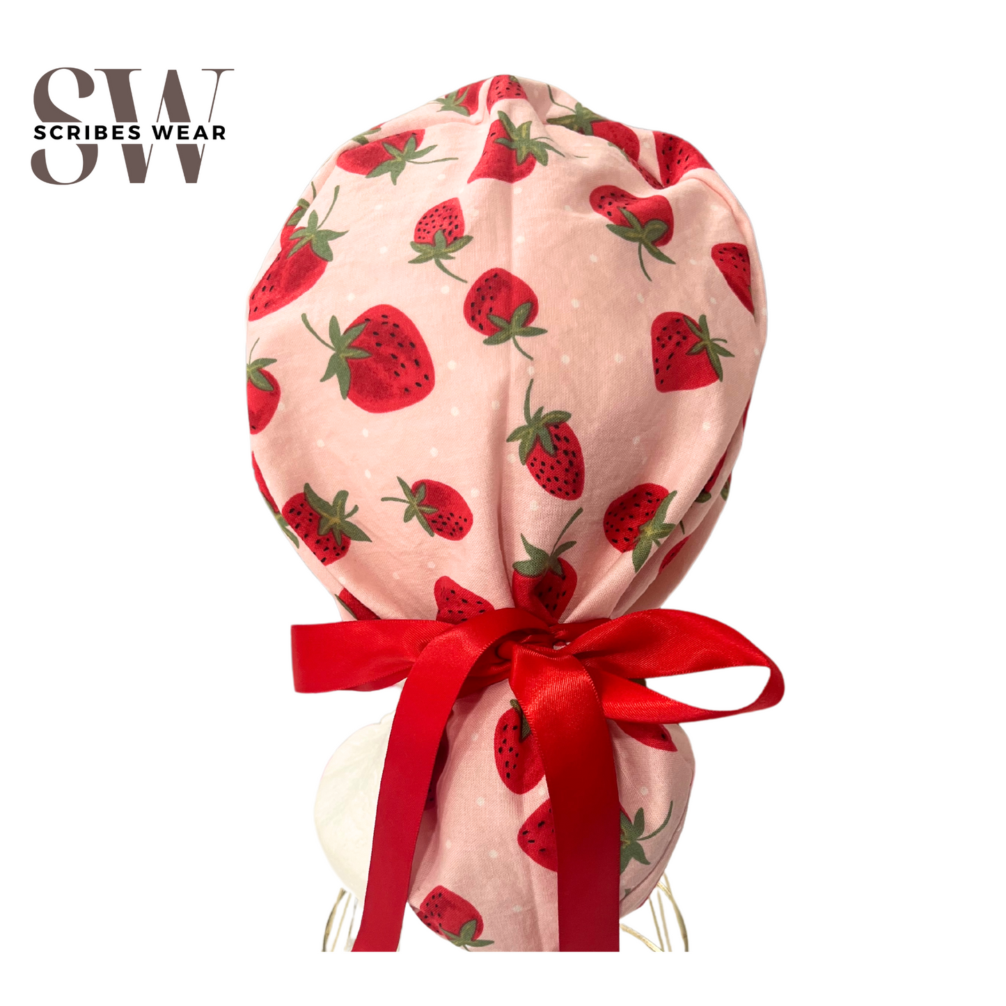 Strawberries Pony Style Scrub Cap