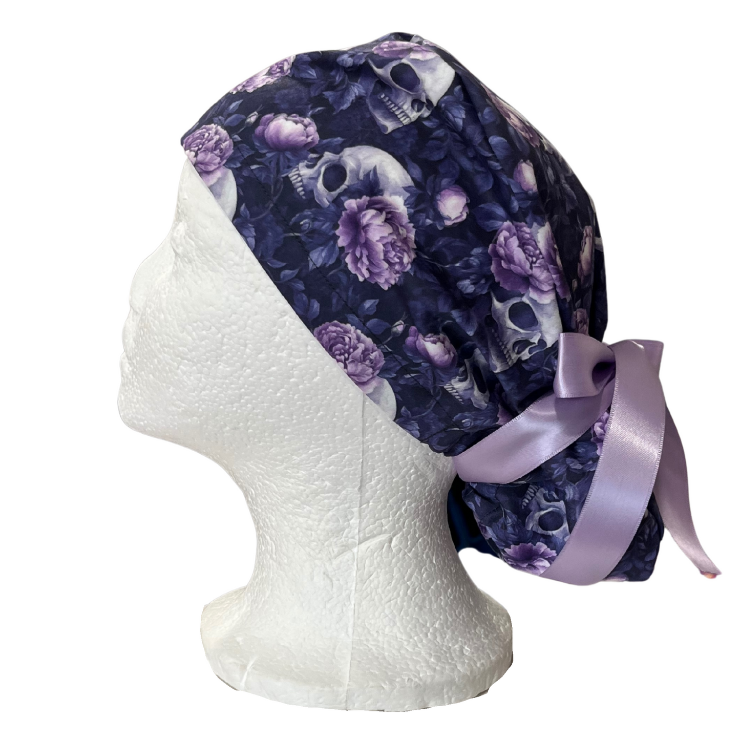 Pre-Order Dark Fantasy Skull and Peonies Halloween Pony Scrub cap Exclusive Print
