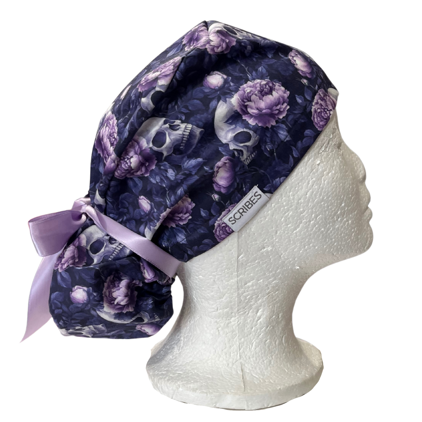 Pre-Order Dark Fantasy Skull and Peonies Halloween Pony Scrub cap Exclusive Print