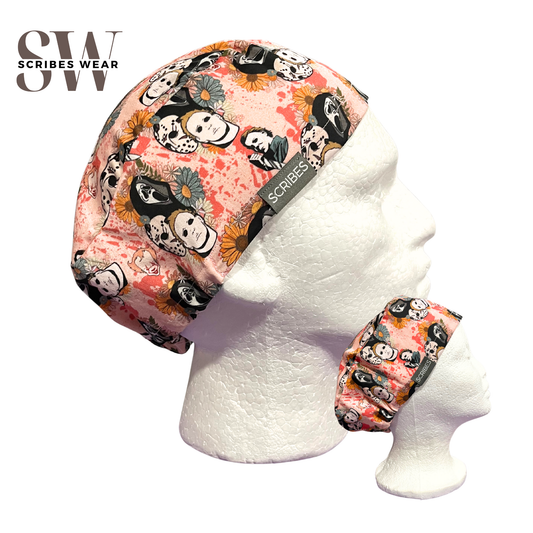 Floral Portait Scream and Friends Movie Skull Cap Euro for Men